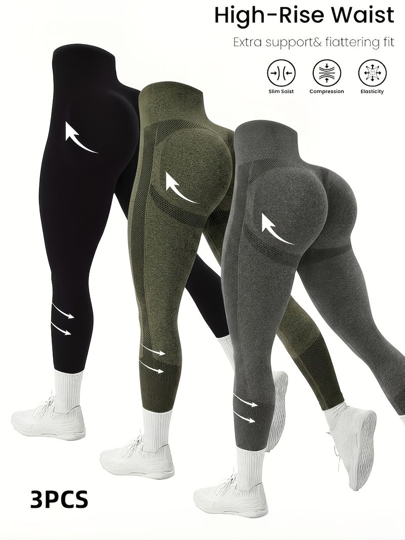 3pcs High-Waist Athletic Leggings Set